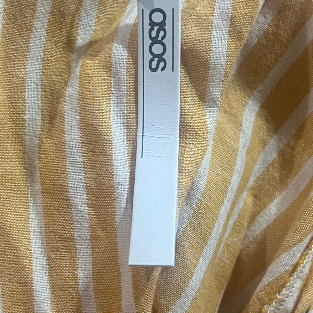 FINAL PRICE NWT ASOS Mustard and White Striped Dress - Picture 6 of 6